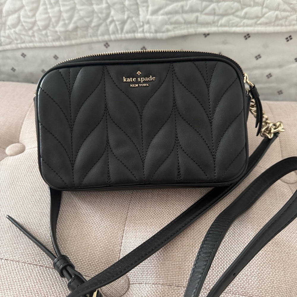 Kate Spade Black Leaf Pattern Crossbody Bag